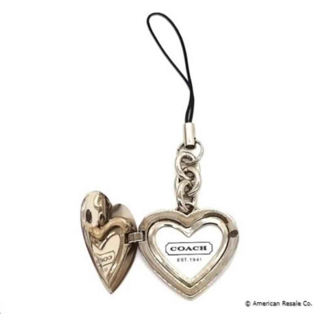 COACH Red Enamal Heart Locket Lanyard Cell Phone/Purse Charm, Keychain Fob #1657 - Picture 6 of 9